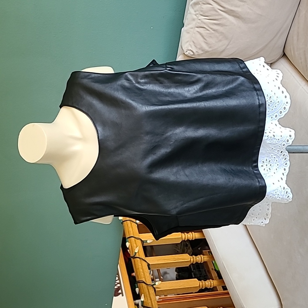 Disney Alice Faux Leather sheath tank with eyelet lace trim size 2